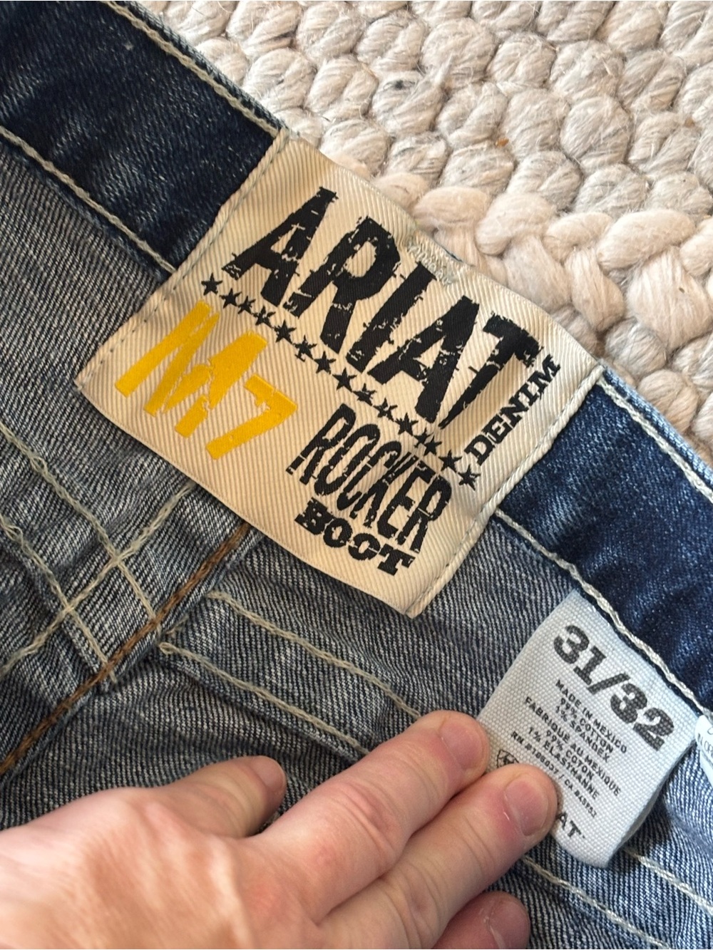 Ariat M7 Rocker Slim Fit Boot Cut Jeans - Medium Wash Men's - Picture 6 of 12